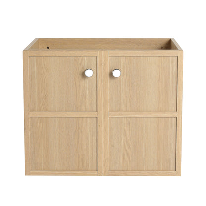 Modern Wall Mounted 24" Bathroom Vanity With 2 Soft Closing Doors, Excluding Sink - Oak