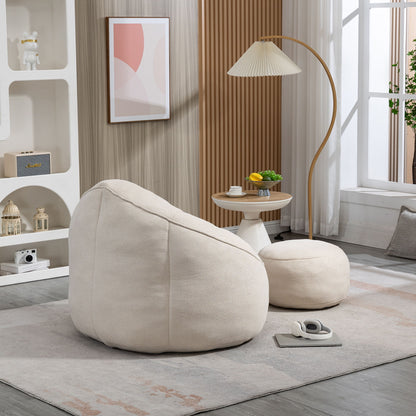 Bedding Bean Bag Sofa Chair High Pressure Foam Bean Bag Chair Adult Material With Padded Foam Padding Compressed Bean Bag With Footrest - Beige