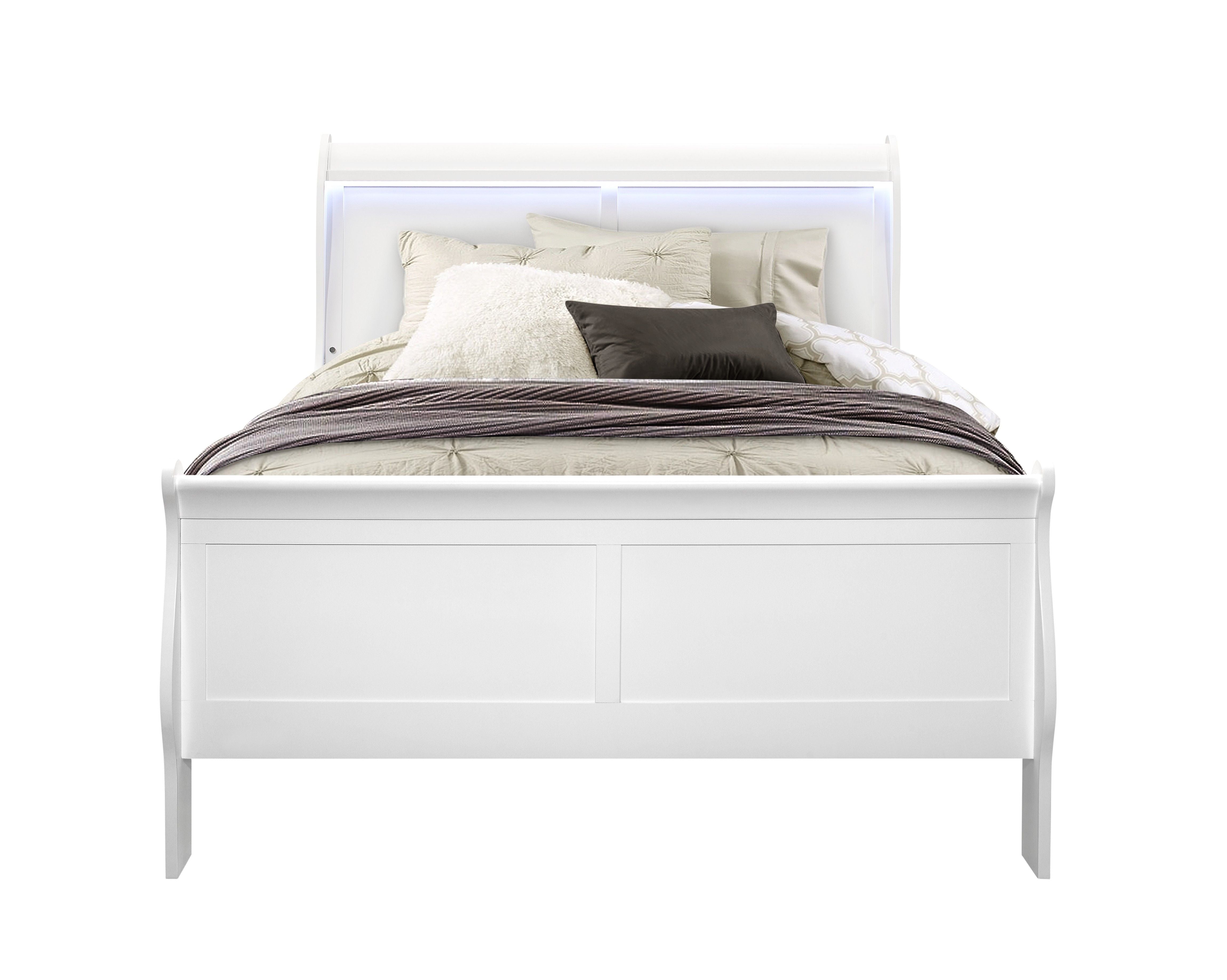 Charlston - Full Bed With LED - White