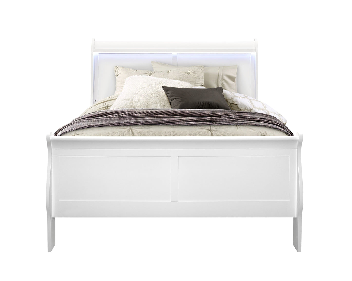 Charlston - Full Bed With LED - White