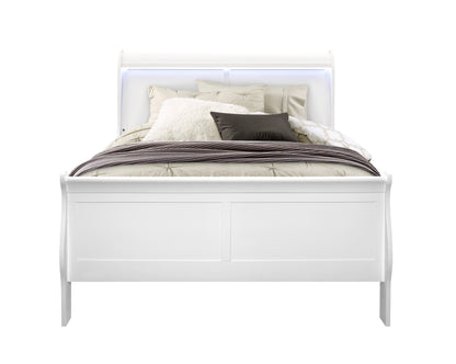 Charlston - Full Bed With LED - White
