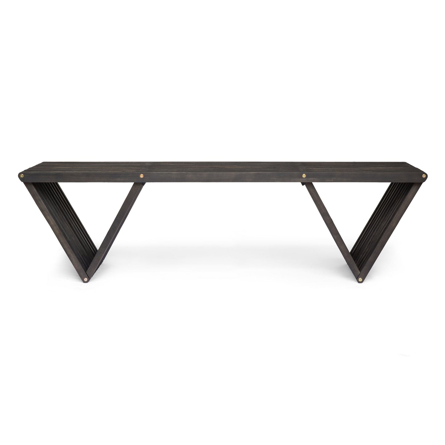 Gloaming - Outdoor Bench With Slat Design And Triangular Base - Dark Gray