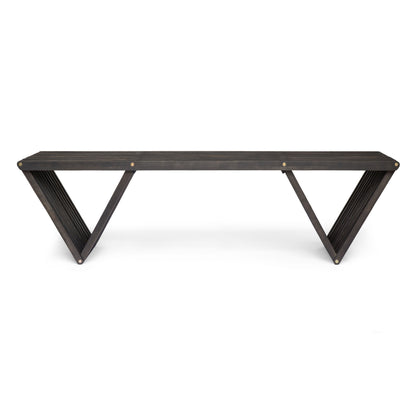 Gloaming - Outdoor Bench With Slat Design And Triangular Base - Dark Gray