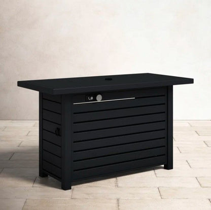 Propane / Gas Outdoor Fire Pit Table With Lid - Black