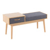 Telephone Contemporary Bench With Pull Out Drawer - Natural / Gray