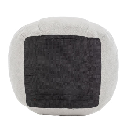 Comfy Bean Bag Chair With Filler, Tufted Memory Foam Sofa Teddy Fabric, Fluffy And Cozy Seating For Dorm, Apartment, Or Living Room - White