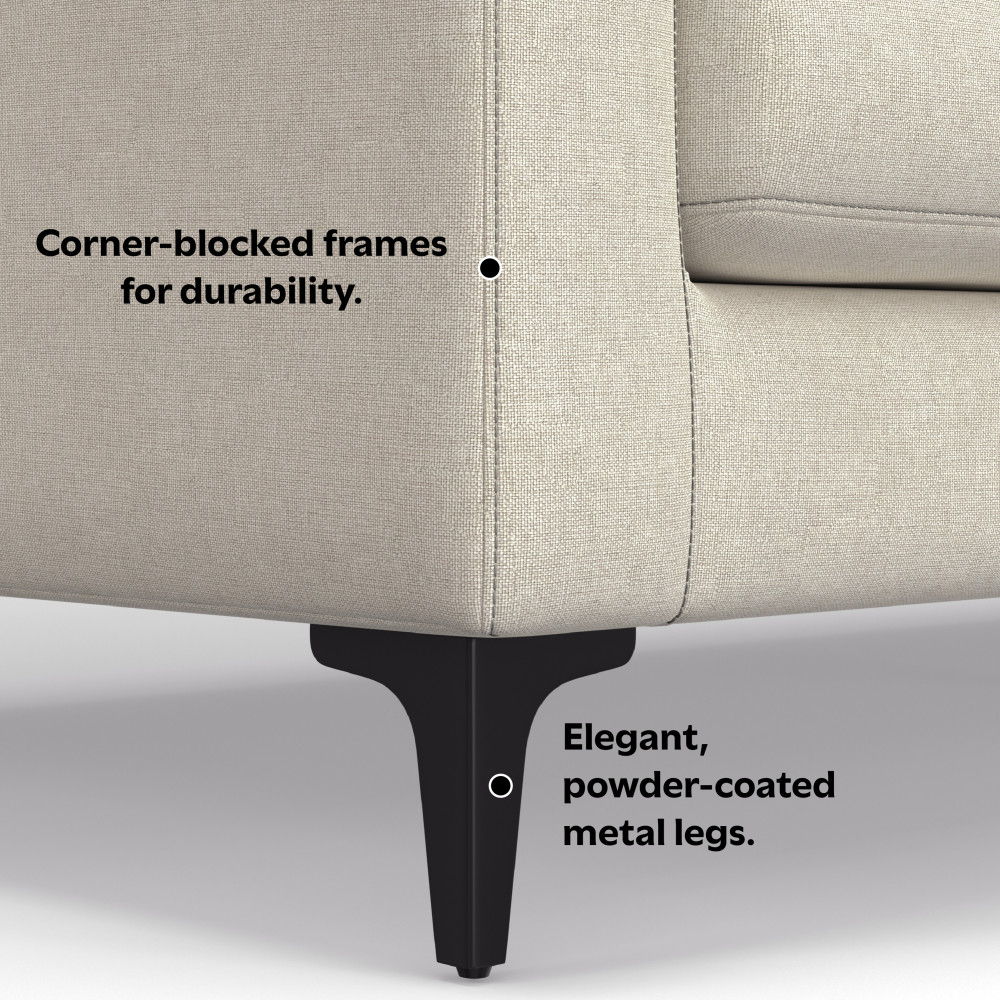 Ava - Mid Century Corner Sectional Sofa - Cream