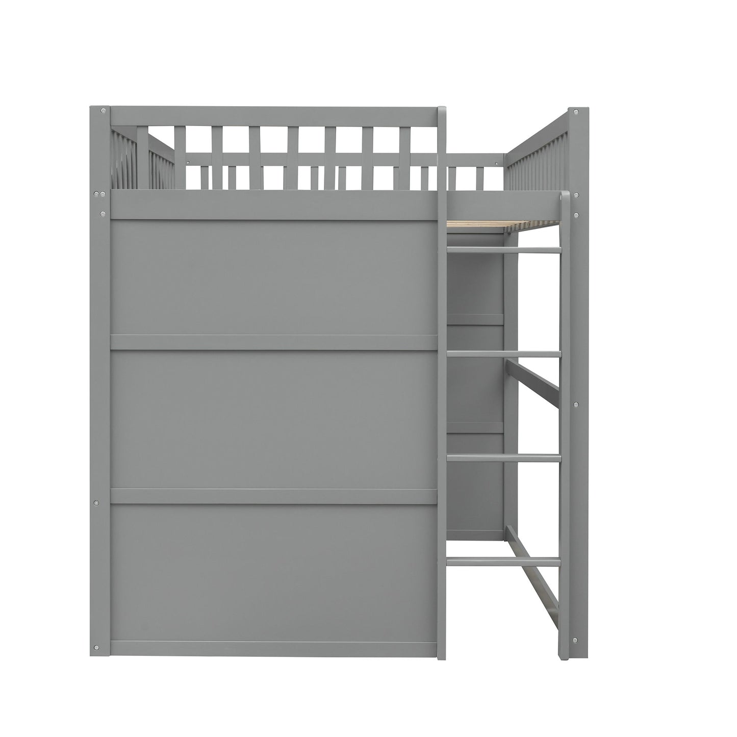 Full Size House Loft Bed With Ladder - Gray