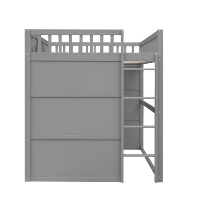 Full Size House Loft Bed With Ladder - Gray