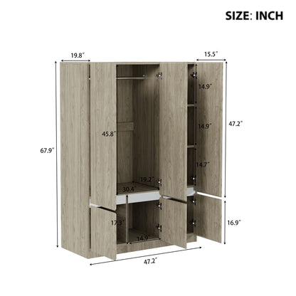 6 Doors Wardrobe Storage For Bedroom - Nature