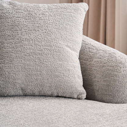 Compression Sofa: Combining Chaise Longue With 3 Seater, Wood Grain Chenille Fabric, Full Sponge Compression Sofa, Combined Sofa With 4 Pillows For Living / Home Furniture / Apartment - Gray