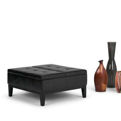 Dover - Square Coffee Table Storage Ottoman - Midnight Black