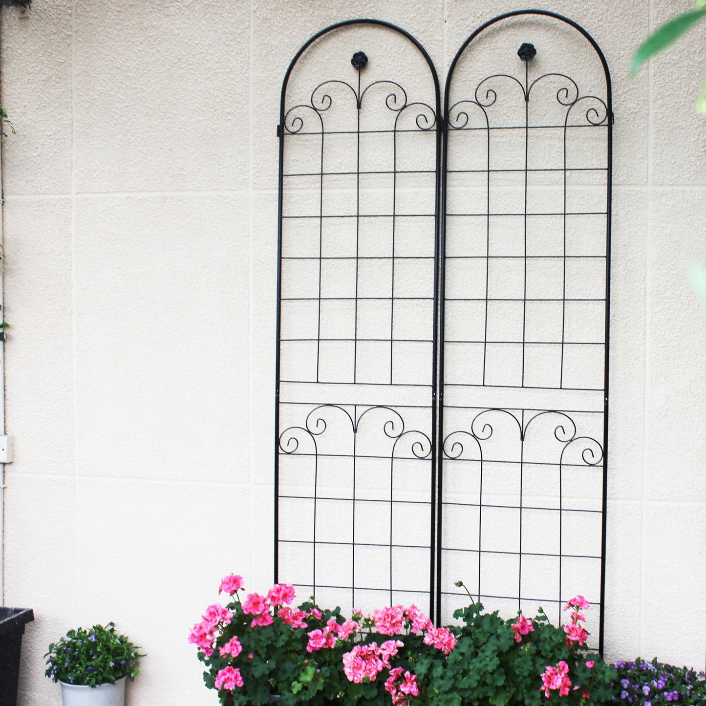 4 Pack Metal Garden Trellis For Climbing Plants Outdoor Rustproof Plant Support Rose Trellis Netting Trellis - Black