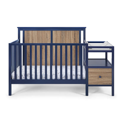Connelly - 4 In 1 Crib and Changer Combo - Midnight Blue / Vintage Walnut