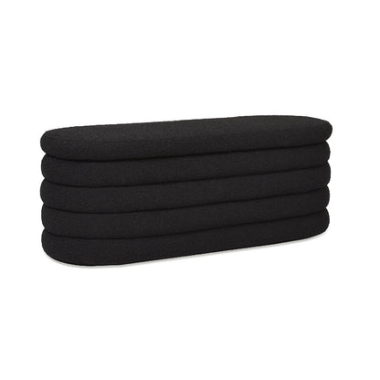 Fuji - Upholstered Oval Storage Bench - Ebony Black