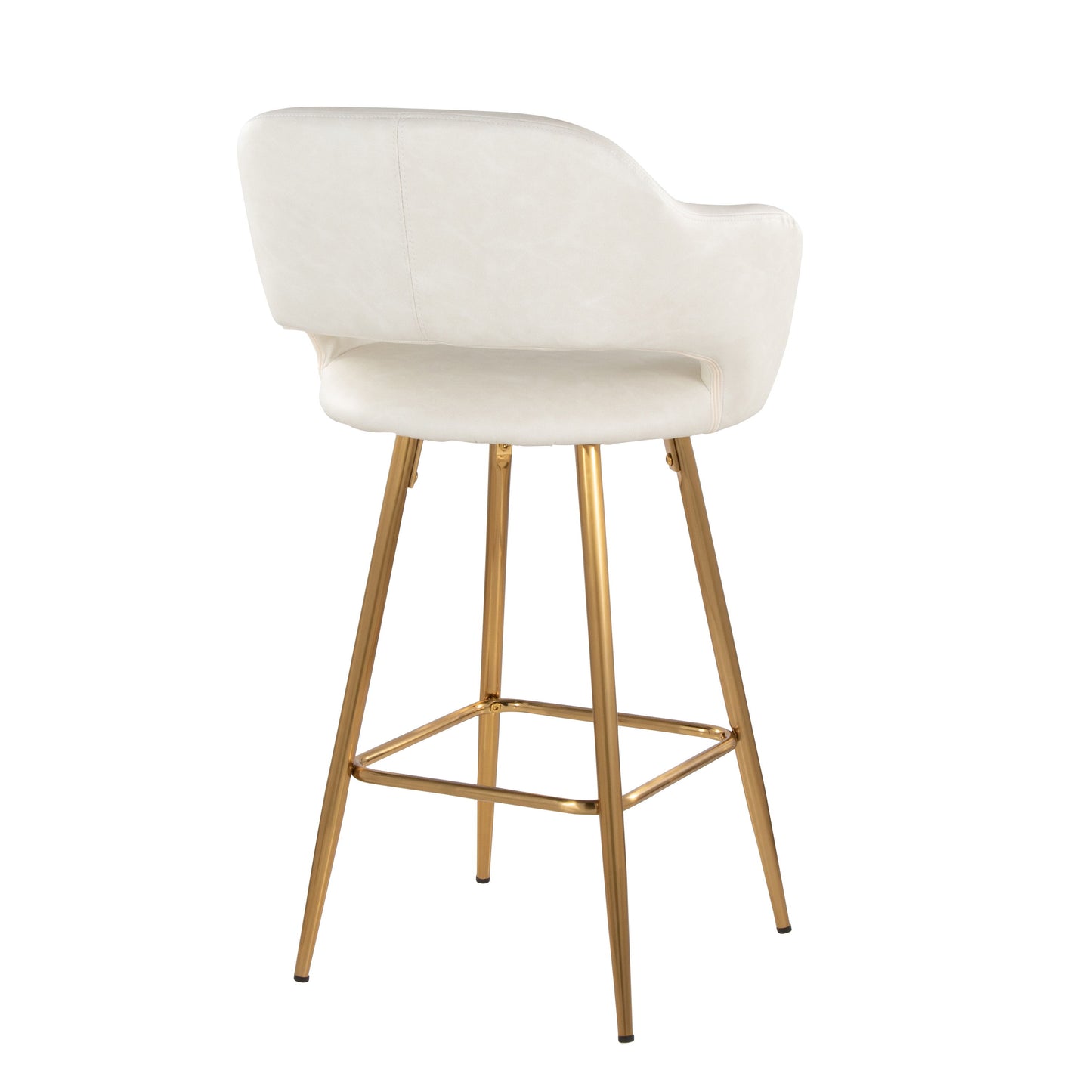 Margarite - Contemporary Fixed Height Counter Stool With Square Footrest (Set of 2) - Gold / Cream Gold