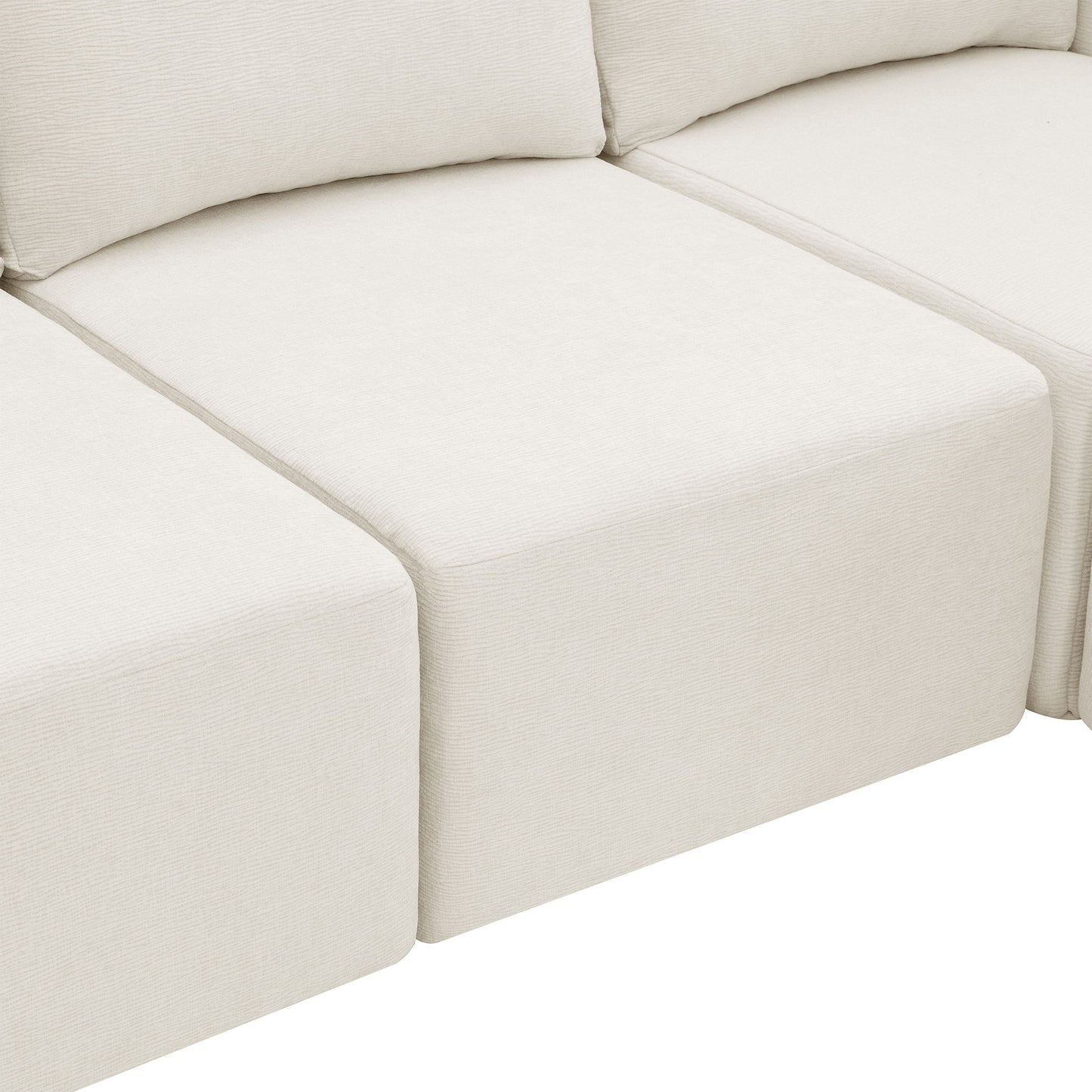 Modular U Shaped Sectional With Ottomans, Luxury Cloud Floor Couch With Deep Seat Fully Compressed Upholstered Sofa - Beige