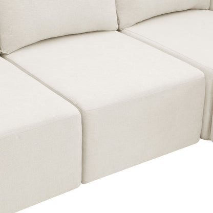 Modular U Shaped Sectional With Ottomans, Luxury Cloud Floor Couch With Deep Seat Fully Compressed Upholstered Sofa - Beige