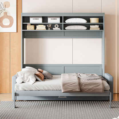 Queen Size Murphy Wall Bed With Sofa - Gray