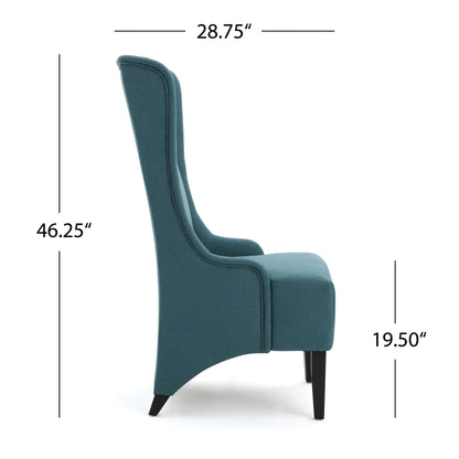 Alight - Upholstered Dining Chair With High Back And Birch Wood Legs - Teal