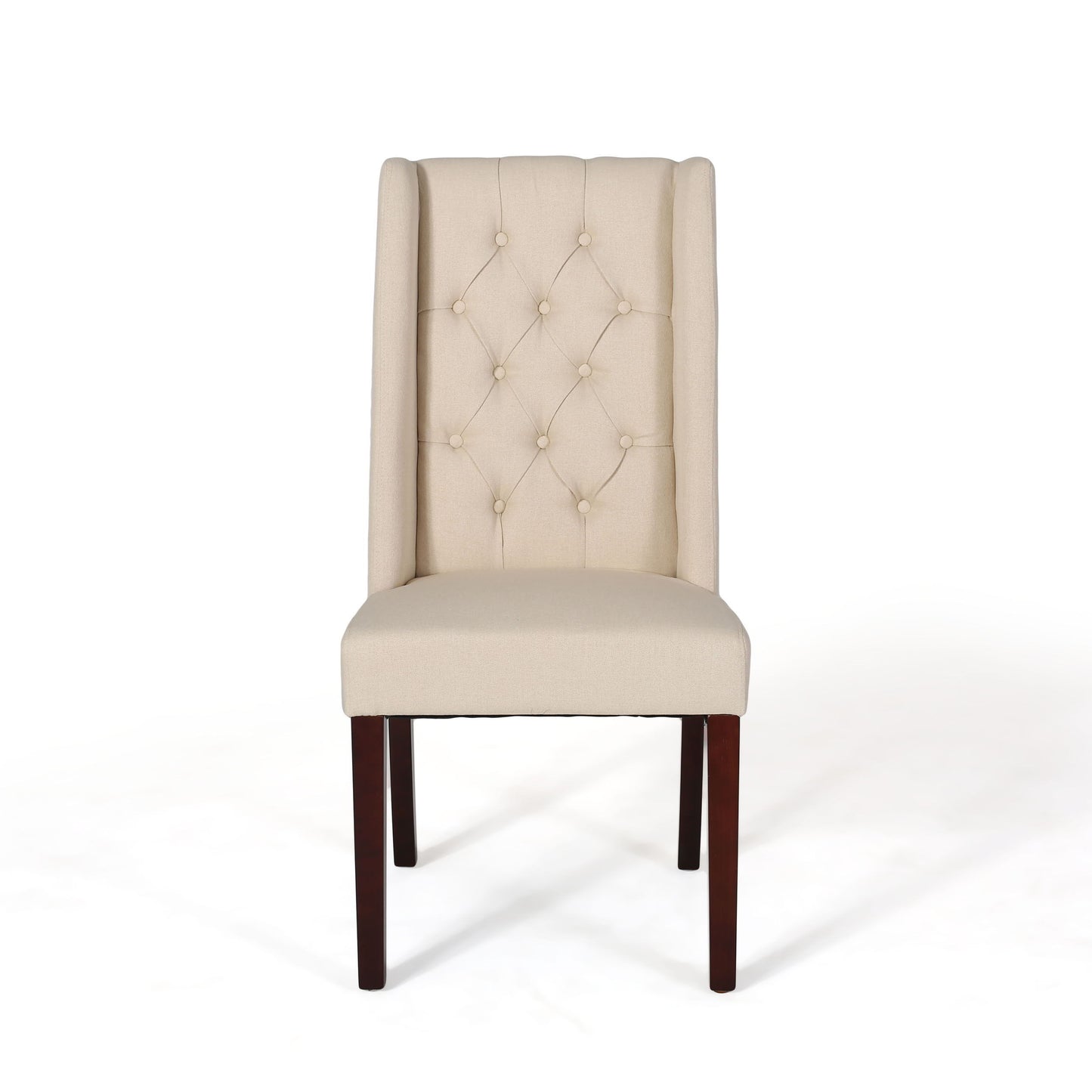 Sophisticated Tufted Dining Chairs (Set of 2) With High Back And Birch Wood Legs - Beige
