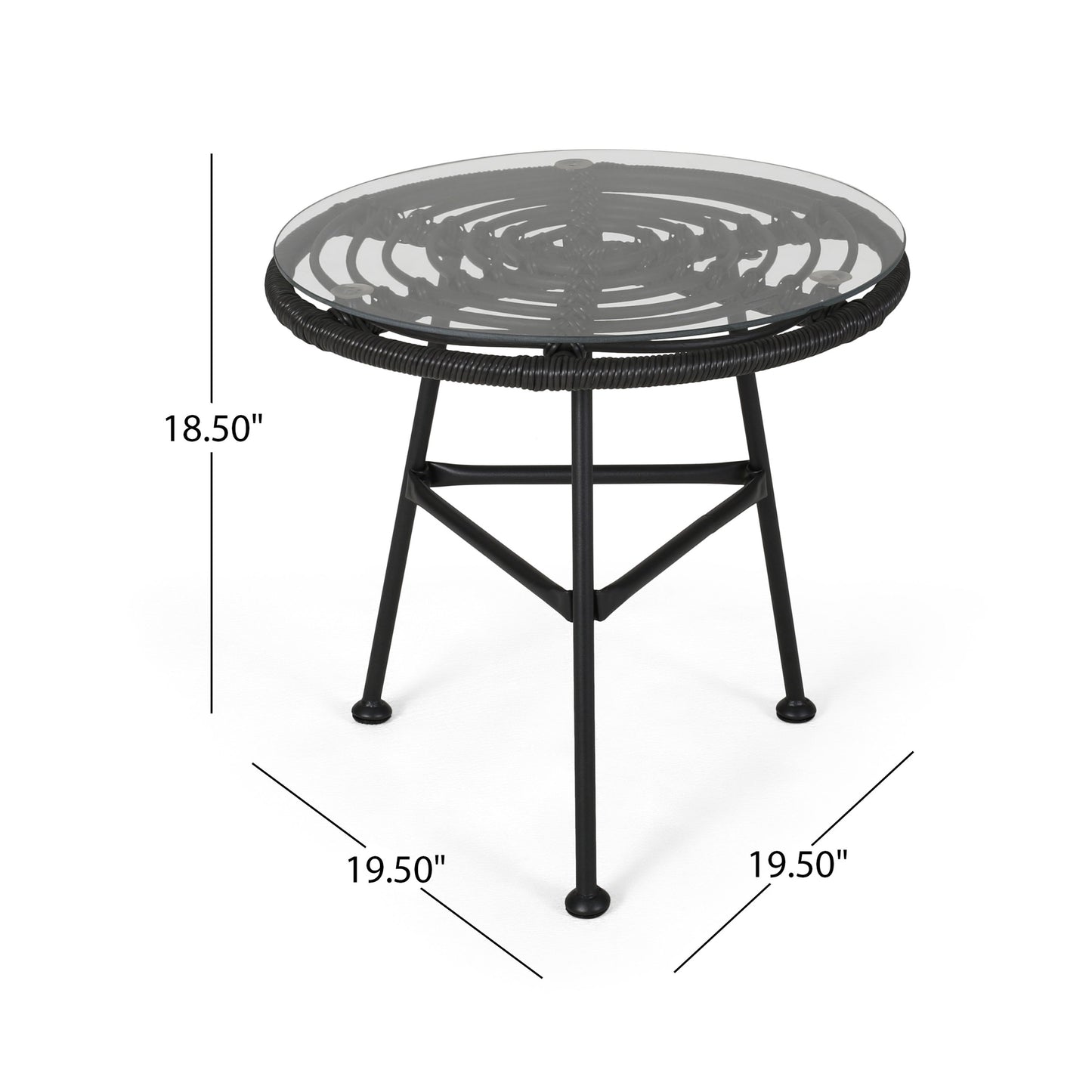 Petrichor - Outdoor Side Table With Tempered Glass And Steel Frame - Gray