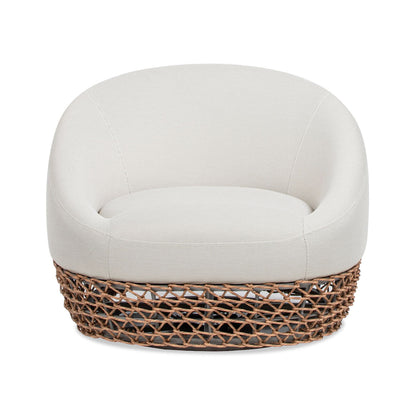 Willow - Upholstered Woven Patio Deep Seating Armchair, Wicker Frame - Wheat Beige / Golden Brown