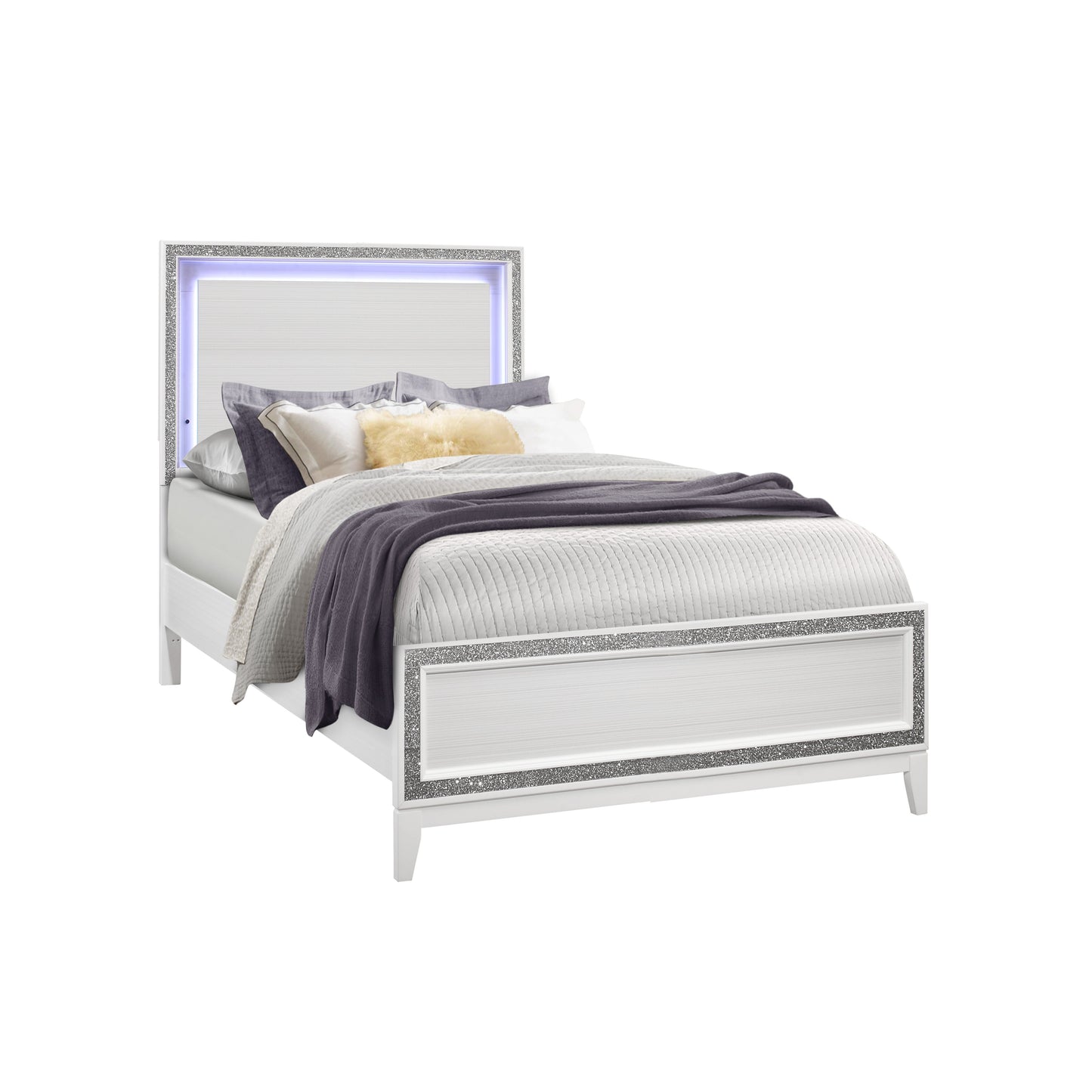 Almera - Full Bed - Glitter White