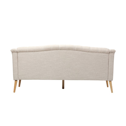 Comfy 3 Seat Sofa With Wooden Legs, For Living Room And Study - Beige