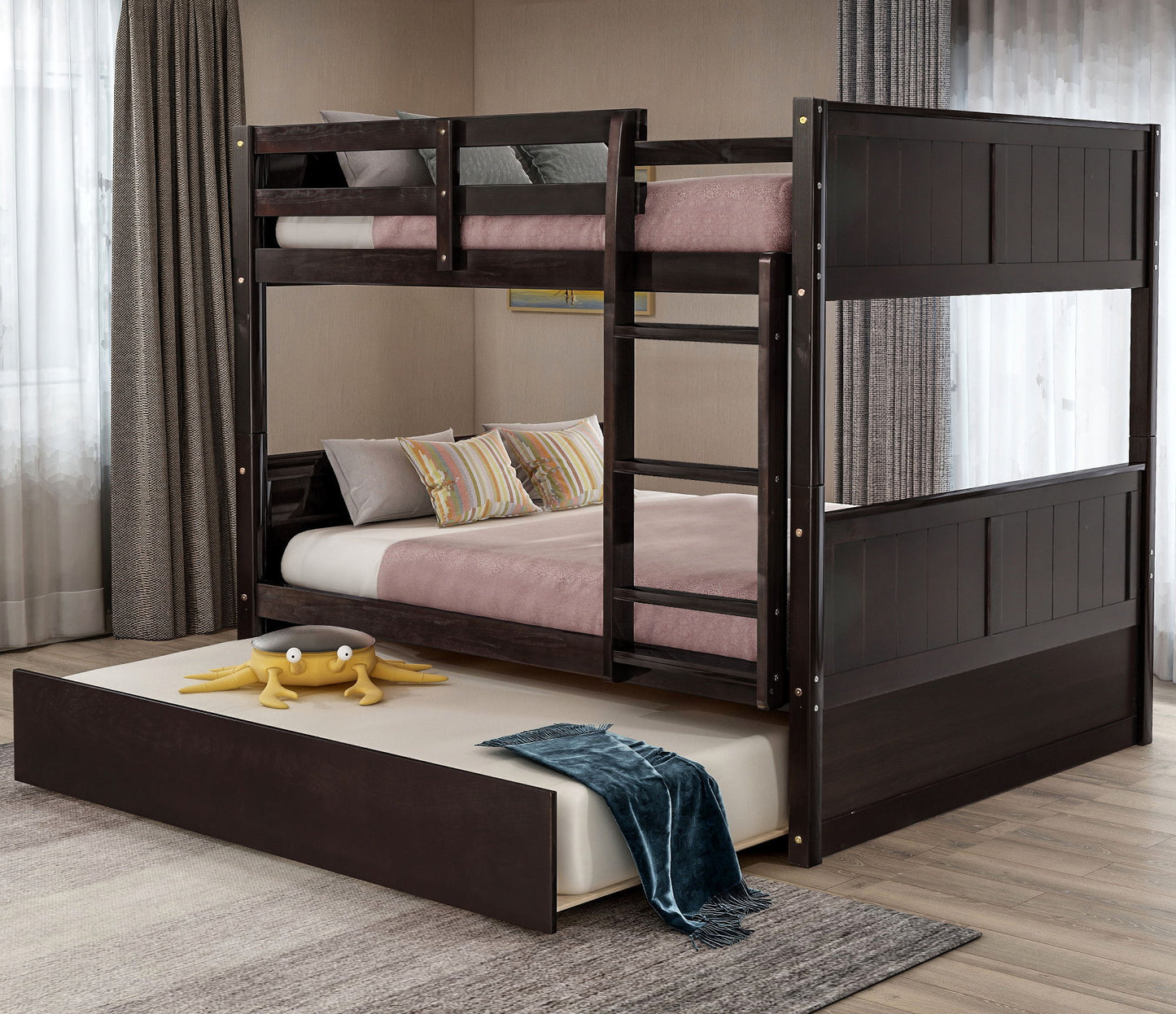 Full Over Full Bunk Bed With Twin Size Trundle - Espresso