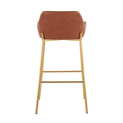 Daniella - Contemporary / Glam Fixed Height Bar Stool (Set of 2) - Gold / Camel