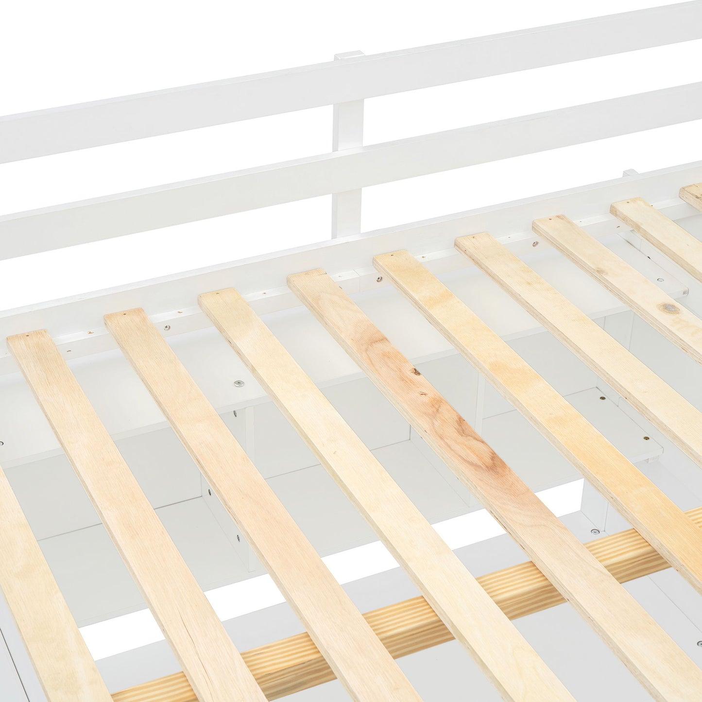 Full Size Loft Bed With Desk, Wardrobes, 4 Drawers And 4 Shelves - White