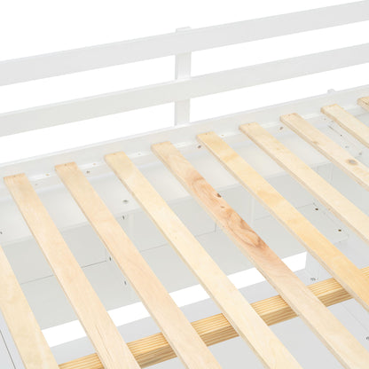 Full Size Loft Bed With Desk, Wardrobes, 4 Drawers And 4 Shelves - White