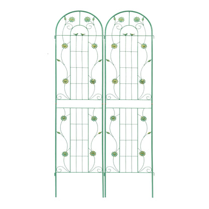 2 Pack Metal Garden Trellis Rustproof Trellis For Climbing Plant Outdoor Flower Support - Green