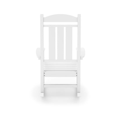 Traditional Porch Rocker Classic HDPE Poly Lumber For Porch, Patio, And Garden Comfort - White