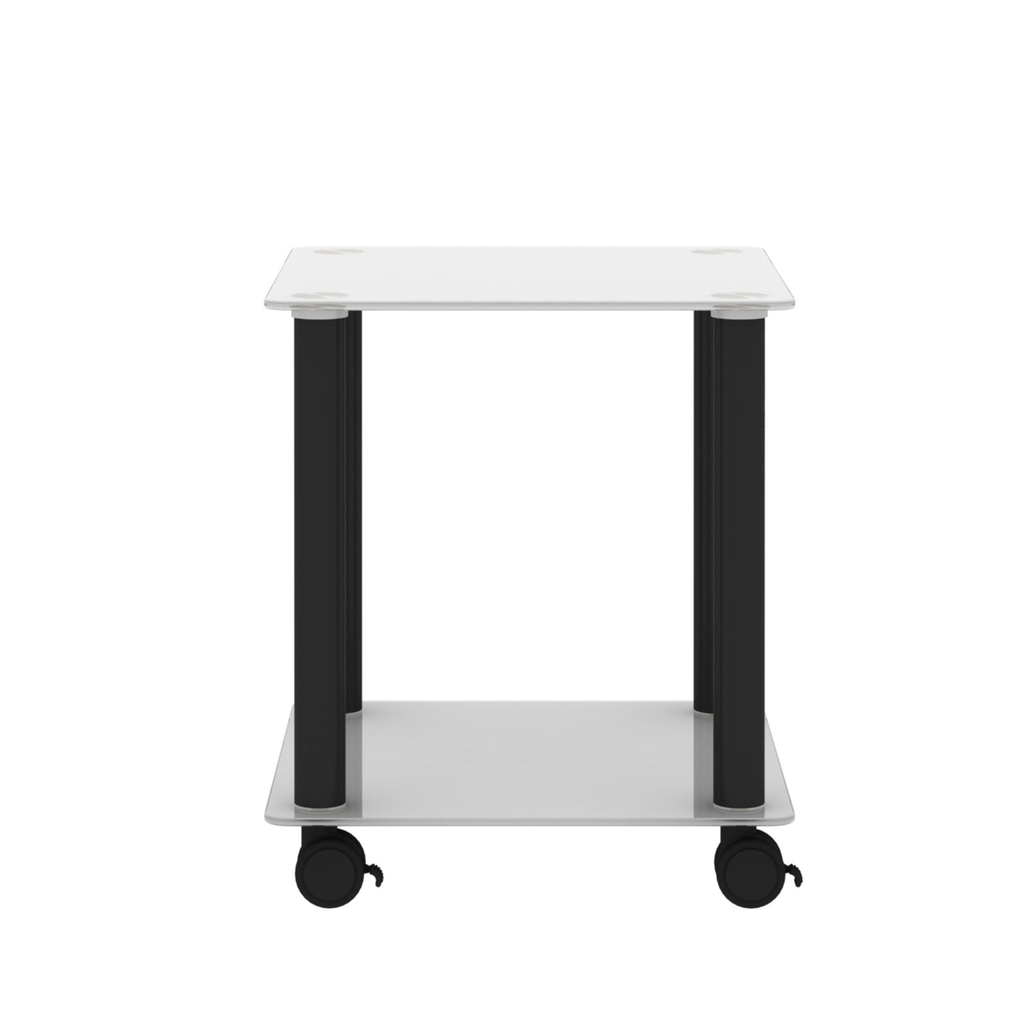 Side Table, 2 Tier Space End Table, Modern Night Stand, Sofa Table, Side Table With Storage Shelve - White / Black