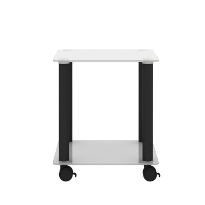 Side Table, 2 Tier Space End Table, Modern Night Stand, Sofa Table, Side Table With Storage Shelve - White / Black