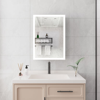 Bathroom Medicine Cabinet With Lights, LED Medicine Cabinet With Mirror, Lighted Medicine Cabinet With Defogger, Dimmer, Digital Clock & Temp Display, Surface Mount - Silver