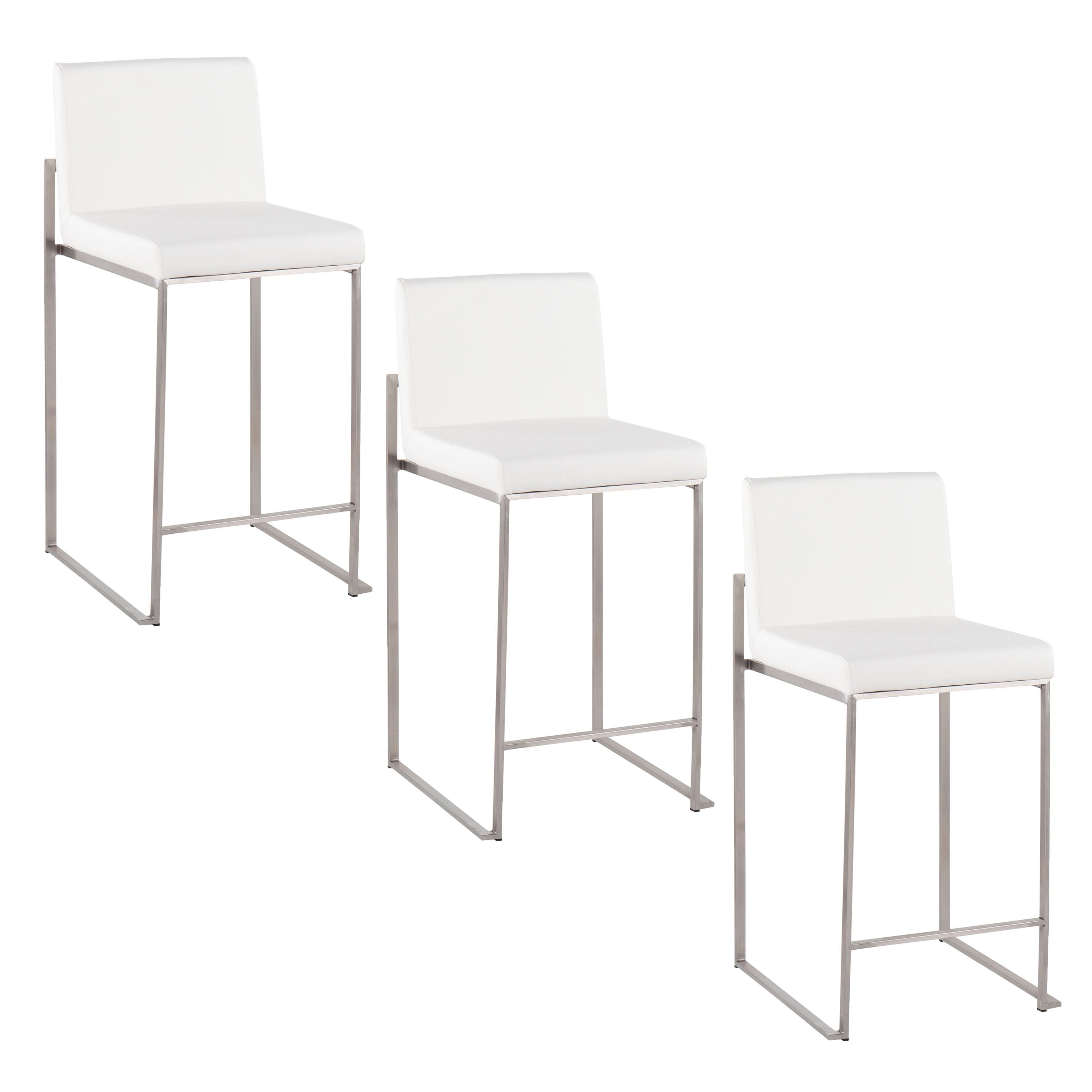 Fuji - Contemporary High Back Counter Stool (Set of 3) - White