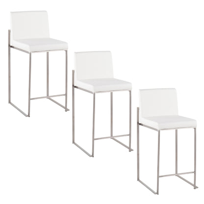 Fuji - Contemporary High Back Counter Stool (Set of 3) - White