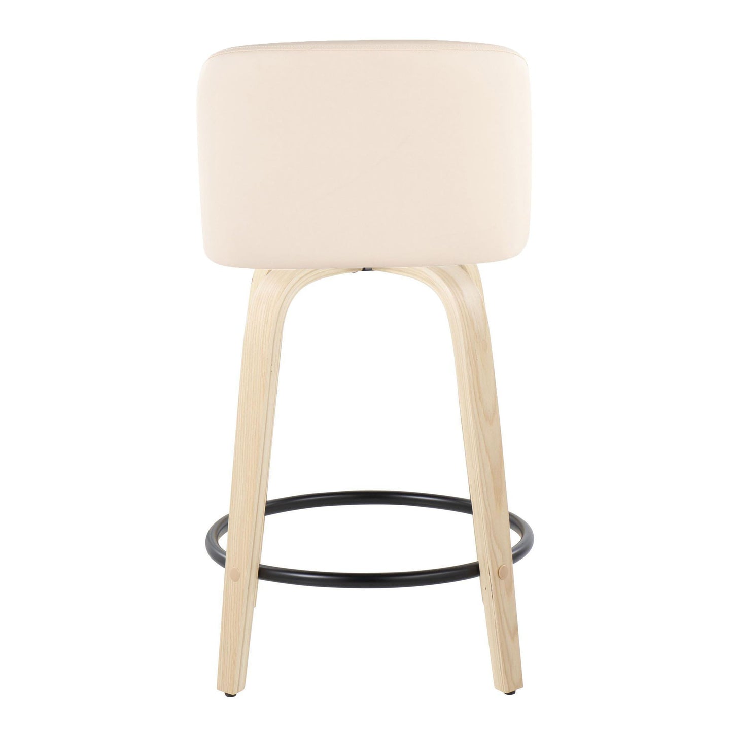 Toriano - Contemporary Fixed Height Counter Stool With Swivel And Round Footrest (Set of 2) - Natural / Cream