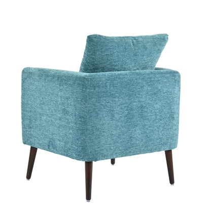 Accent Chair, Boucle Chair, Barrel Chair, Fabric Armchair Club Chair, Upholstered Arm Chair With Solid Wood Legs, Waist Pillow, Padded Single Chair For Living Room / Bedroom / Study / Waiting Room - Teal