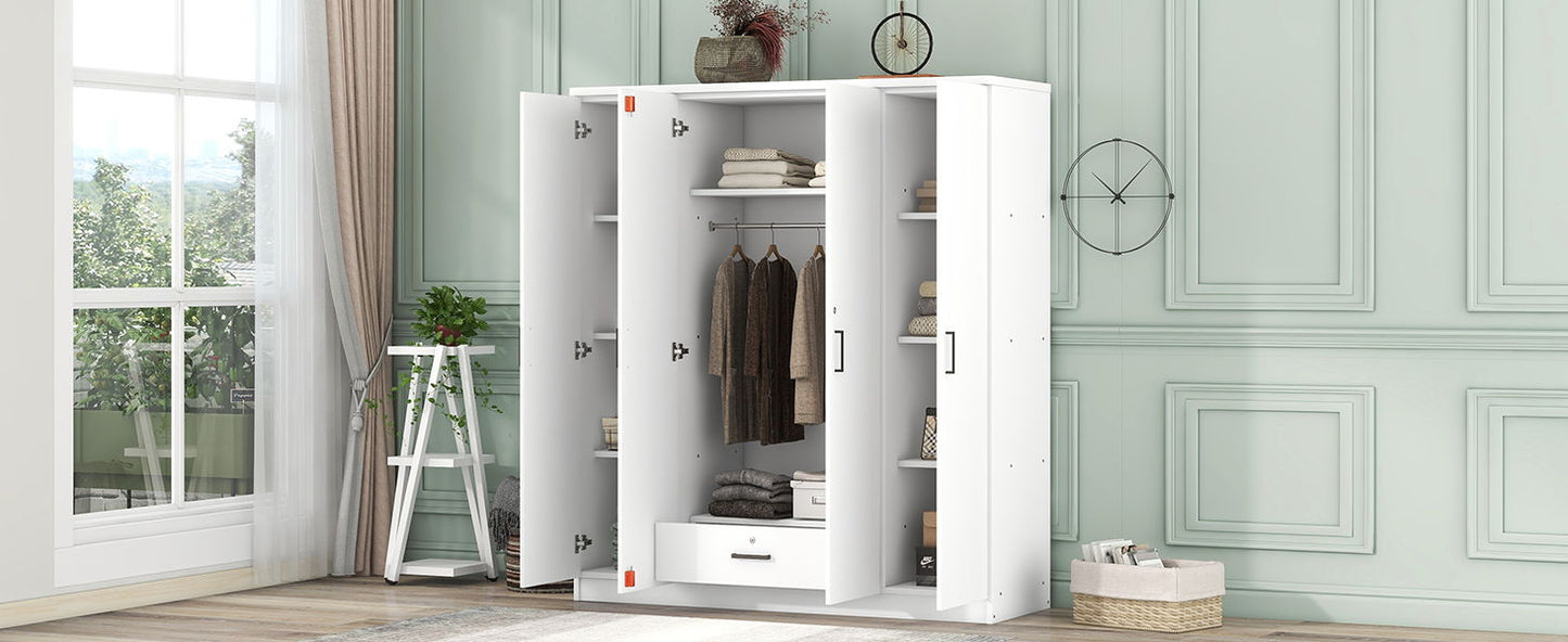 4 Door Wardrobe With 1 Drawer - White