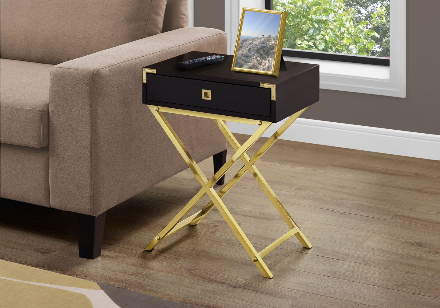 Accent Side Table, Storage Drawer, Contemporary - Espresso
