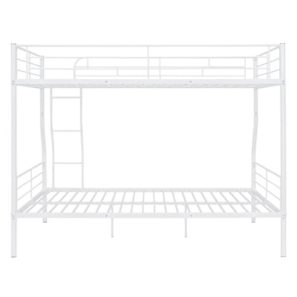 Full Long Over Queen Metal Bunk Bed - White