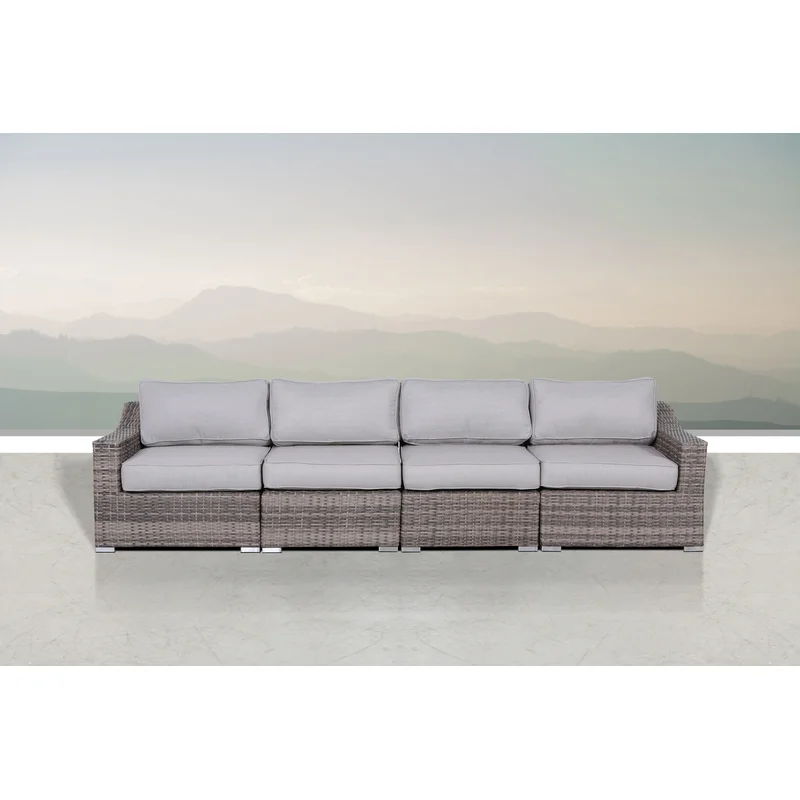 4 Piece Sectional Seating Set With Cushions - Gray Mix