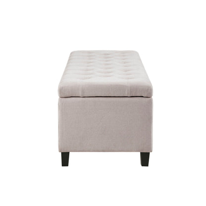 Elegant Design Tufted Top Soft Close Storage Bench Upholstered - Natural