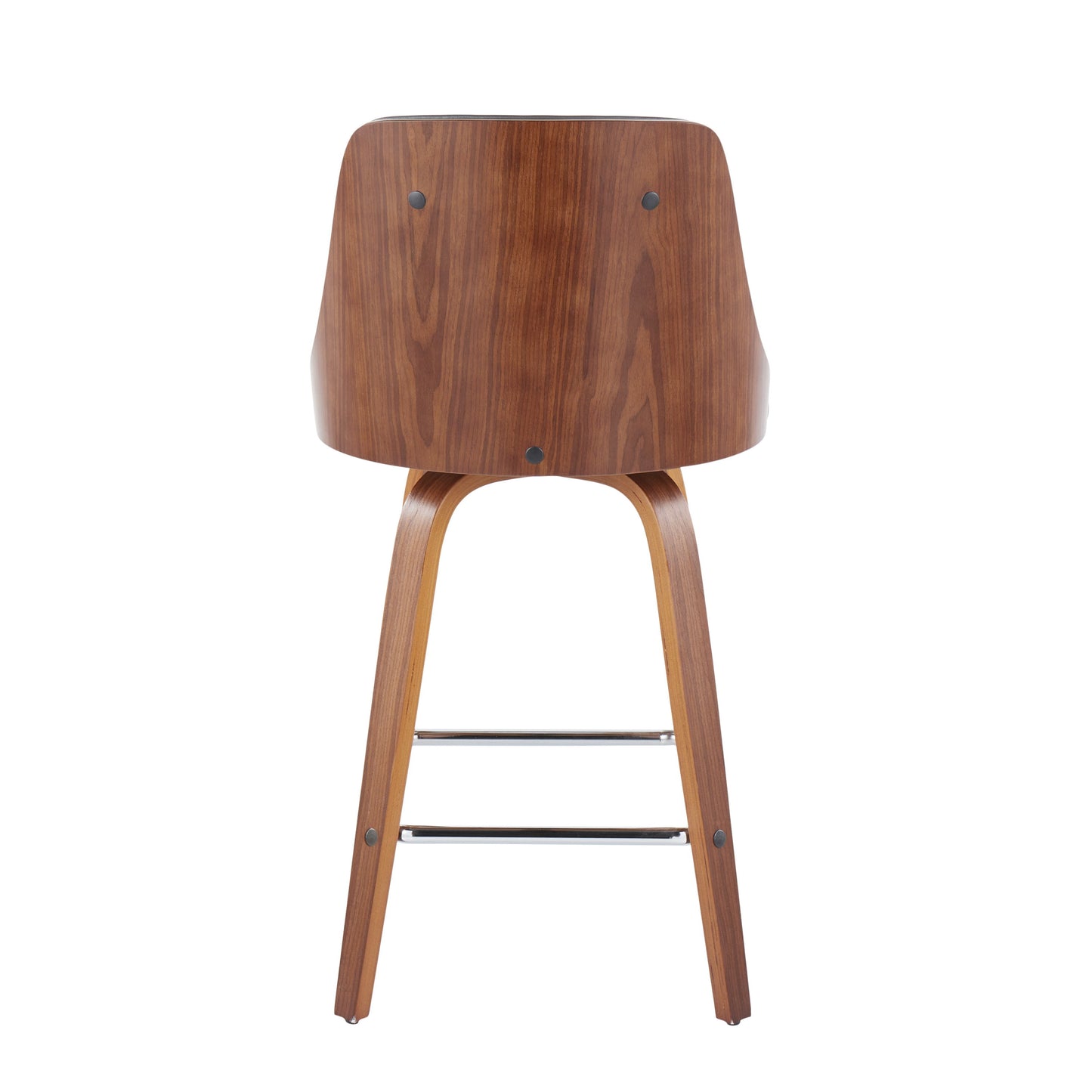 Gianna - Mid-Century Modern Fixed Height Counter Stool With Swivel With Square Footrest (Set of 2) - Walnut / Gray