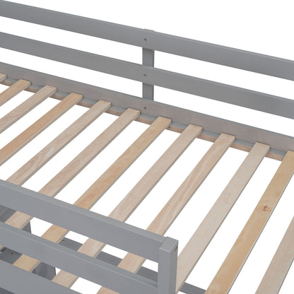 Twin Over Full Bunk Bed With Desk - Gray