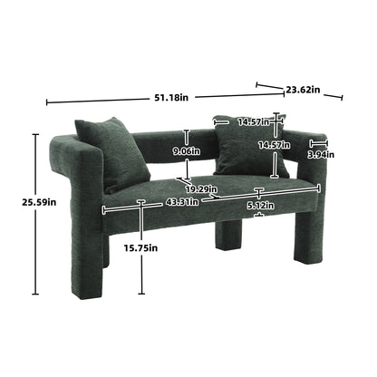Modern Loveseat Sofa, Comfy Upholstered 2 Seater - Emerald